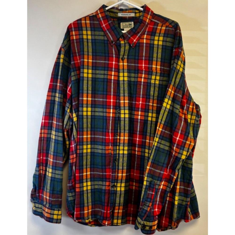 LL Bean Flannel Button Down Shirt Mens XXL Long Sleeve